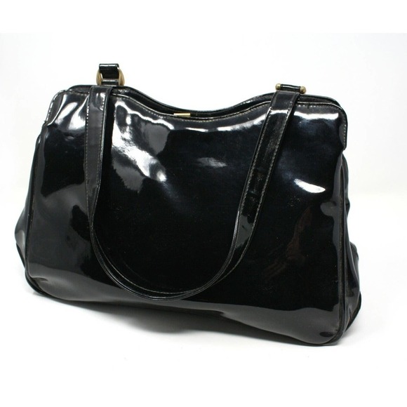 Vintage Almondo Originals Black Patent Leather Style Purse Handbag - Hey Viv - Picture 2 of 6